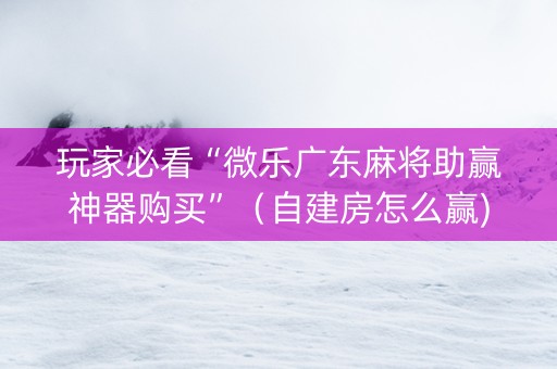 玩家必看“微乐广东麻将助赢神器购买”（自建房怎么赢)