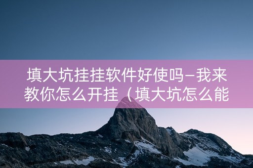填大坑挂挂软件好使吗—我来教你怎么开挂（填大坑怎么能作弊）