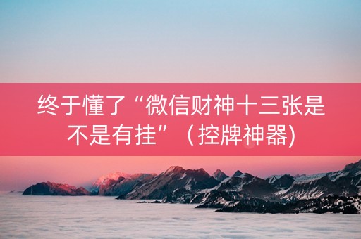 终于懂了“微信财神十三张是不是有挂”（控牌神器)