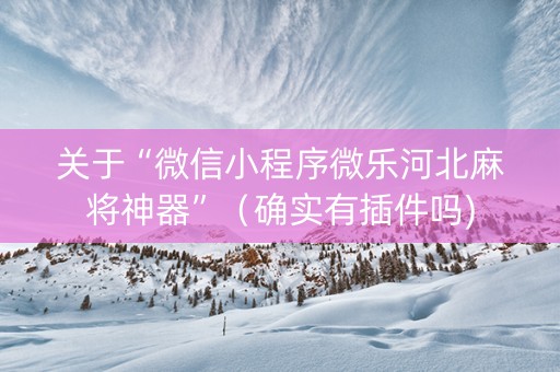 关于“微信小程序微乐河北麻将神器”（确实有插件吗)