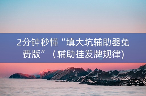 2分钟秒懂“填大坑辅助器免费版”（辅助挂发牌规律)