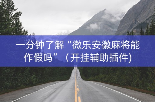 一分钟了解“微乐安徽麻将能作假吗”（开挂辅助插件)