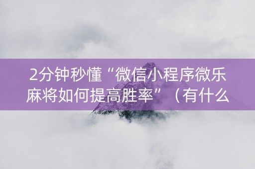 2分钟秒懂“微信小程序微乐麻将如何提高胜率”（有什么规律)