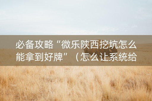 必备攻略“微乐陕西挖坑怎么能拿到好牌”（怎么让系统给自己好牌)