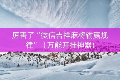 厉害了“微信吉祥麻将输赢规律”（万能开挂神器)