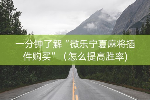 一分钟了解“微乐宁夏麻将插件购买”（怎么提高胜率)