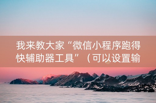 我来教大家“微信小程序跑得快辅助器工具”（可以设置输赢吗)