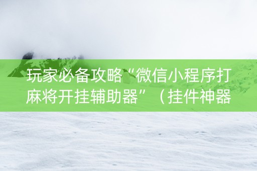 玩家必备攻略“微信小程序打麻将开挂辅助器”（挂件神器)