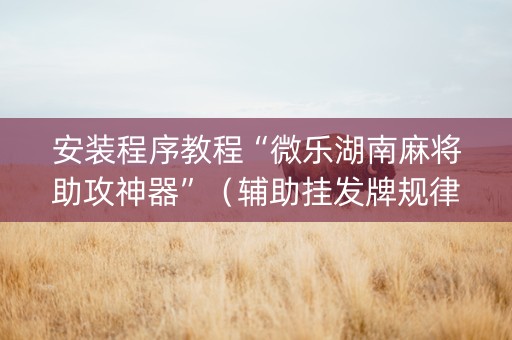 安装程序教程“微乐湖南麻将助攻神器”（辅助挂发牌规律)