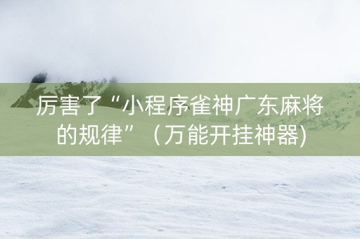 厉害了“小程序雀神广东麻将的规律”（万能开挂神器)