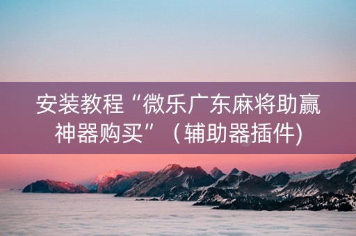 安装教程“微乐广东麻将助赢神器购买”（辅助器插件)