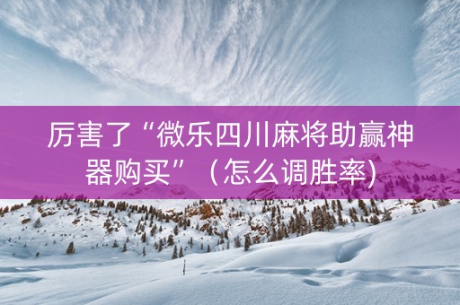 厉害了“微乐四川麻将助赢神器购买”（怎么调胜率)