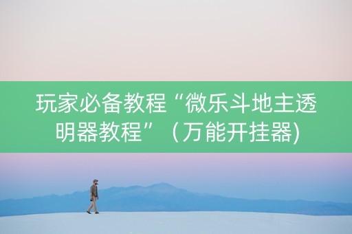 玩家必备教程“微乐斗地主透明器教程”（万能开挂器)