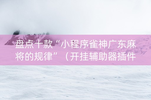 盘点十款“小程序雀神广东麻将的规律”（开挂辅助器插件)