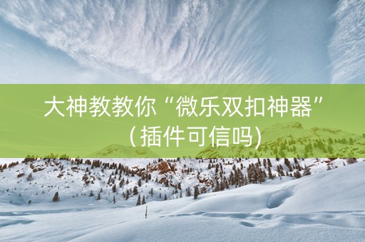 大神教教你“微乐双扣神器”（插件可信吗)
