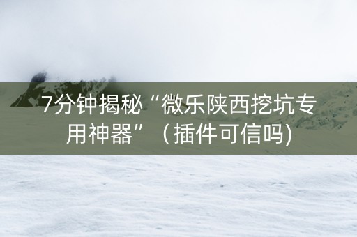 7分钟揭秘“微乐陕西挖坑专用神器”（插件可信吗)