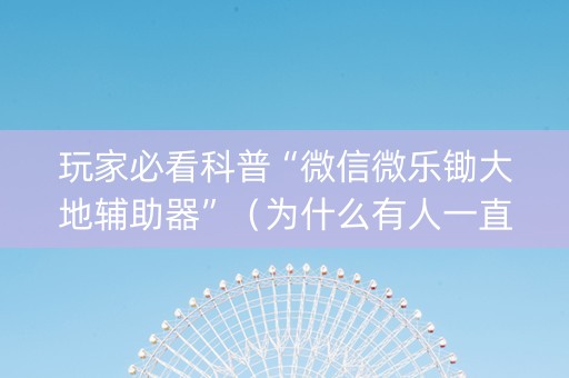 玩家必看科普“微信微乐锄大地辅助器”（为什么有人一直赢)