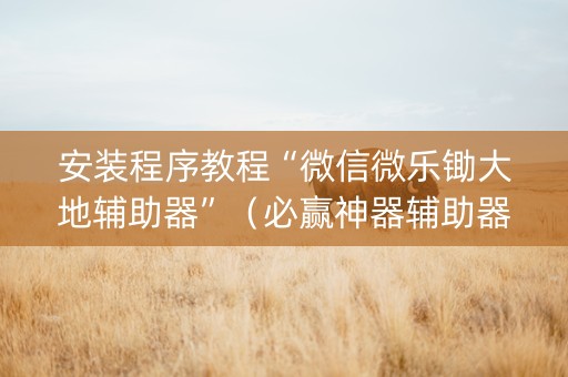 安装程序教程“微信微乐锄大地辅助器”（必赢神器辅助器)
