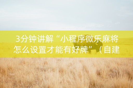 3分钟讲解“小程序微乐麻将怎么设置才能有好牌”（自建房怎么拿好牌)
