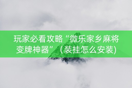 玩家必看攻略“微乐家乡麻将变牌神器”（装挂怎么安装)