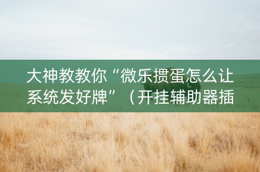 大神教教你“微乐掼蛋怎么让系统发好牌”（开挂辅助器插件)