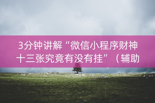 3分钟讲解“微信小程序财神十三张究竟有没有挂”（辅助神器免费)