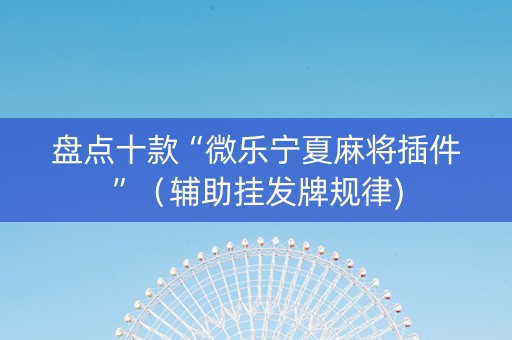 盘点十款“微乐宁夏麻将插件”（辅助挂发牌规律)