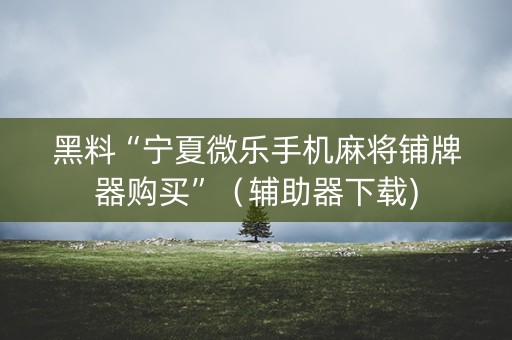 黑料“宁夏微乐手机麻将铺牌器购买”（辅助器下载)