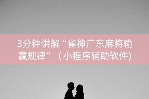 3分钟讲解“雀神广东麻将输赢规律”（小程序辅助软件)