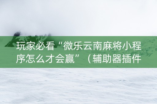 玩家必看“微乐云南麻将小程序怎么才会赢”（辅助器插件)