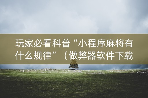 玩家必看科普“小程序麻将有什么规律”（做弊器软件下载)