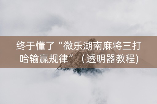 终于懂了“微乐湖南麻将三打哈输赢规律”（透明器教程)