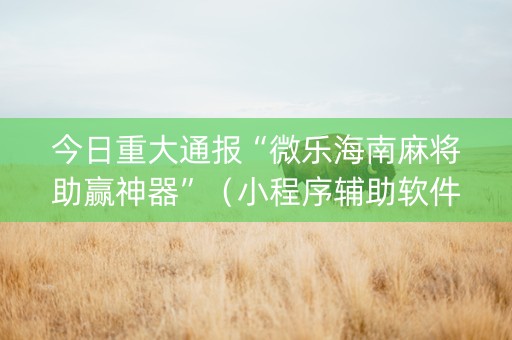 今日重大通报“微乐海南麻将助赢神器”（小程序辅助软件)