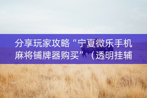 分享玩家攻略“宁夏微乐手机麻将铺牌器购买”（透明挂辅助器)