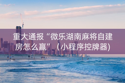 重大通报“微乐湖南麻将自建房怎么赢”（小程序控牌器)