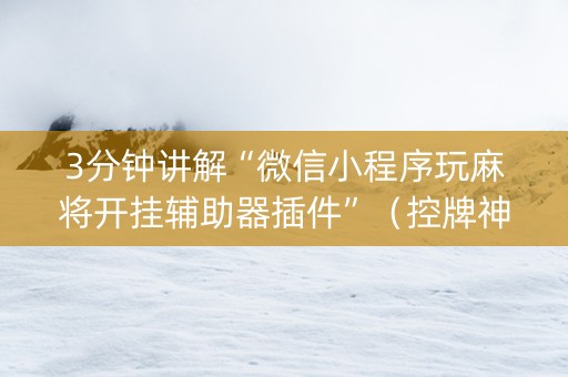 3分钟讲解“微信小程序玩麻将开挂辅助器插件”（控牌神器)