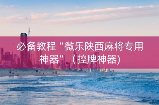 必备教程“微乐陕西麻将专用神器”（控牌神器)