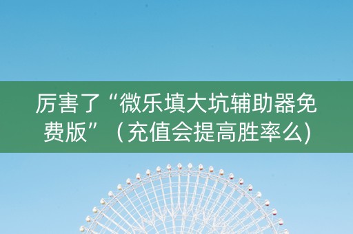 厉害了“微乐填大坑辅助器免费版”（充值会提高胜率么)
