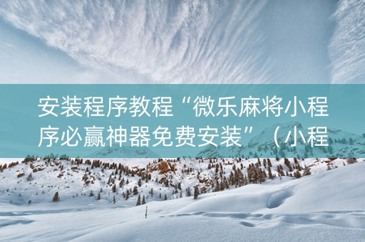 安装程序教程“微乐麻将小程序必赢神器免费安装”（小程序怎么才会赢)