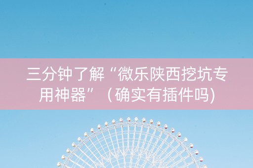 三分钟了解“微乐陕西挖坑专用神器”（确实有插件吗)