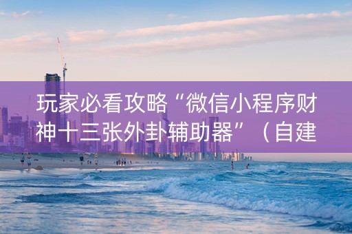 玩家必看攻略“微信小程序财神十三张外卦辅助器”（自建房怎么赢)