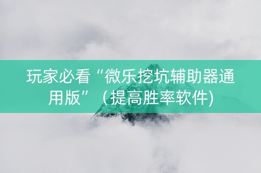 玩家必看“微乐挖坑辅助器通用版”（提高胜率软件)