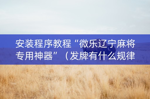 安装程序教程“微乐辽宁麻将专用神器”（发牌有什么规律吗)