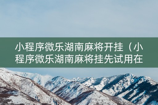 小程序微乐湖南麻将开挂（小程序微乐湖南麻将挂先试用在付款）