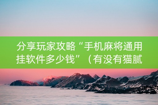 分享玩家攻略“手机麻将通用挂软件多少钱”（有没有猫腻)