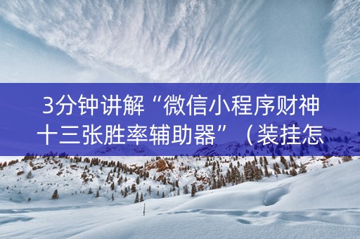 3分钟讲解“微信小程序财神十三张胜率辅助器”（装挂怎么安装)