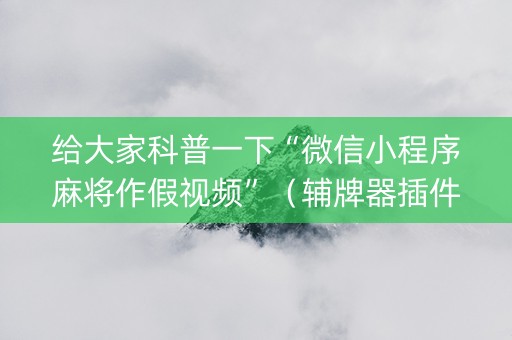 给大家科普一下“微信小程序麻将作假视频”（辅牌器插件购买)