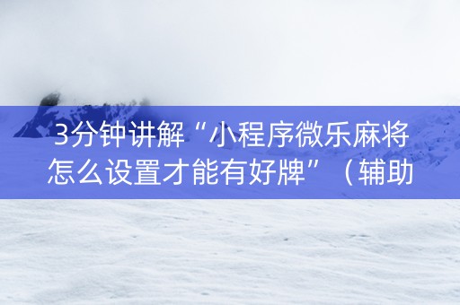 3分钟讲解“小程序微乐麻将怎么设置才能有好牌”（辅助器通用版)