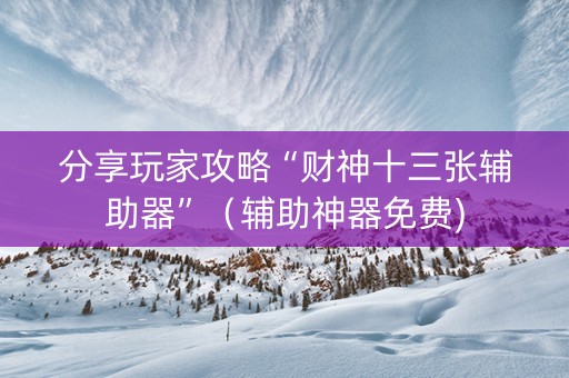 分享玩家攻略“财神十三张辅助器”（辅助神器免费)