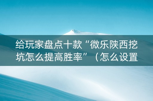 给玩家盘点十款“微乐陕西挖坑怎么提高胜率”（怎么设置能有好牌)